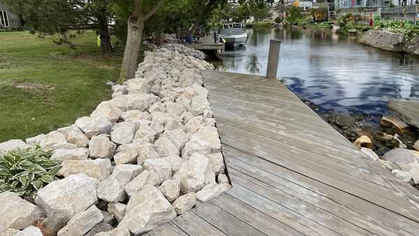 Lake Front Shoreline Maintenance by Boondocks Piling & Piers in Wisconsin